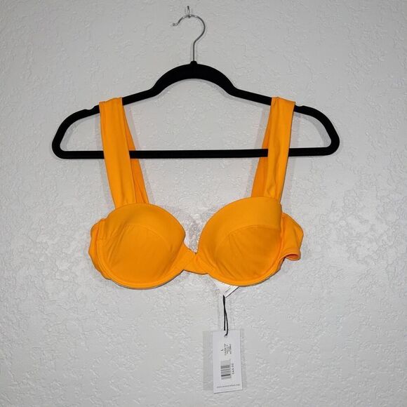 NWT WeWoreWhat Carrot Orange Claudia Swimsuit Top Size Large‎ - Picture 2 of 8
